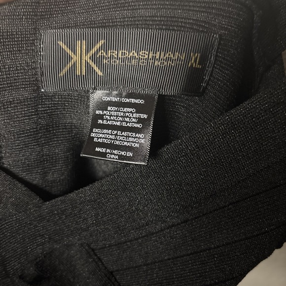 Kardashian Kollection Black Bandage Bodycon Dress Womens Size XL Stretch - Picture 7 of 9